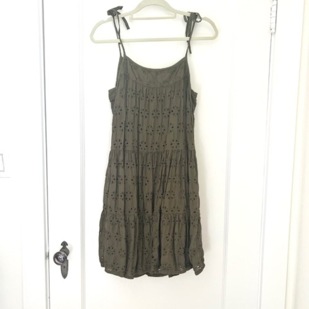 Lucky Brand Moss Green Eyelet Sundress, Small